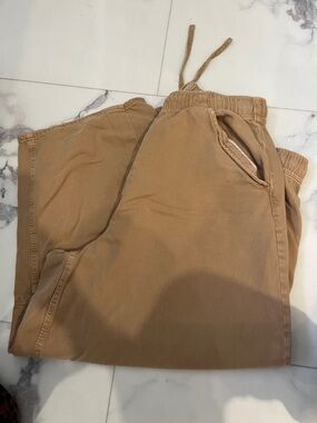 GAP Wide Leg Drawstring Jeans in Tan. See size chart
